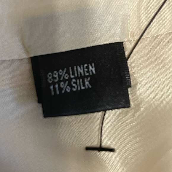 Lafayette 148 New York Gold Tan Beige Brown Silk and Linen Print Jacket - Picture 4 of 9